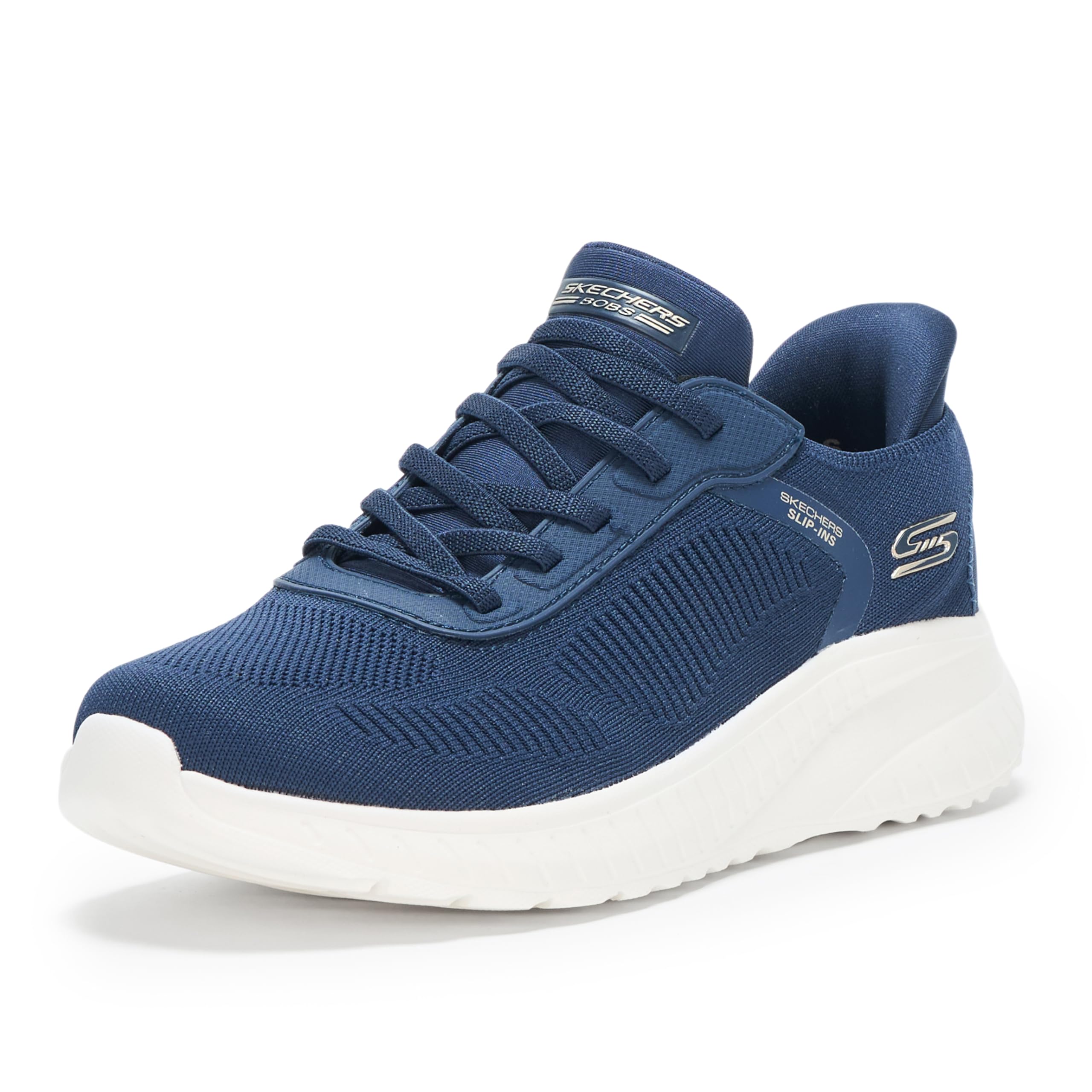 Skechers Womens Hands Free Slip-ins Bobs Squad Chaos-Current Muse, Navy, 3.5 UK