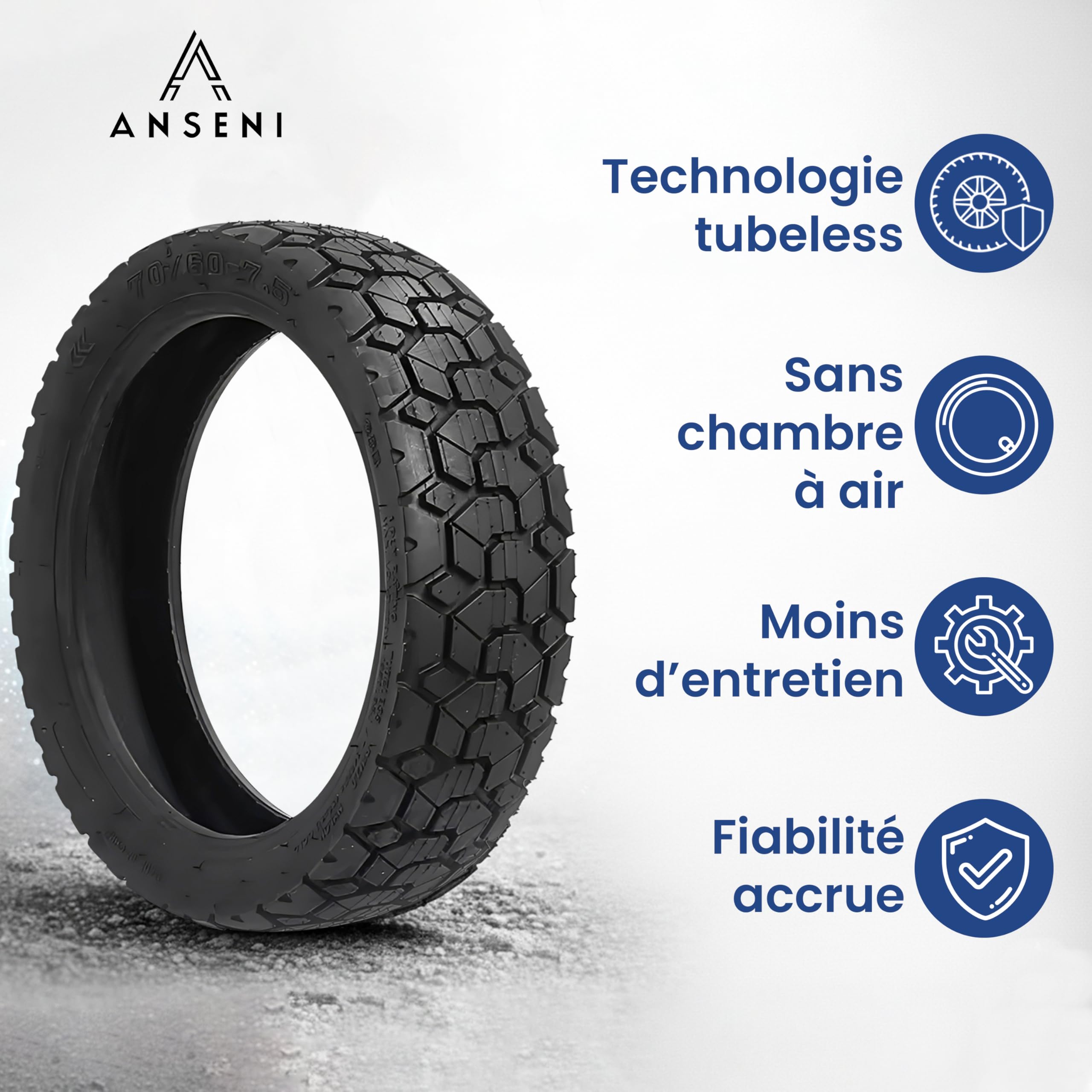 ANSENI Pneu 70/60-7.5 pour Segway Ninebot ZT3 | Compatible avec Segway Ninebot ZT3, ZT3 Pro et ZT3 PROE, Pour trottinette électrique( 1 Roue)