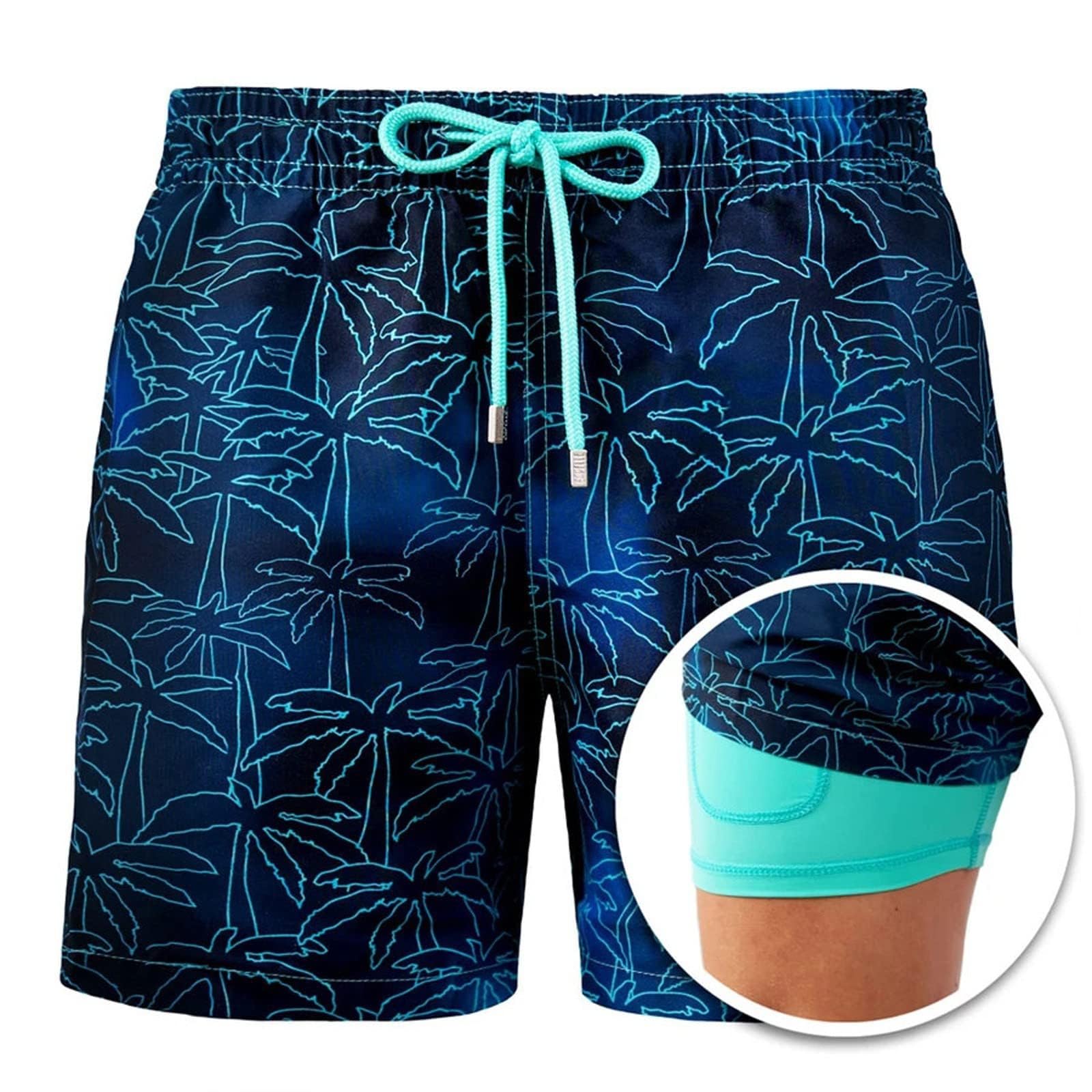 Casey Kevin Bañador Hombre 2 en 1 Pantalones Cortos de Natación de Secado Rápido, Shorts de Baño con Forro de Malla para Playa Surf Deporte Vacaciones