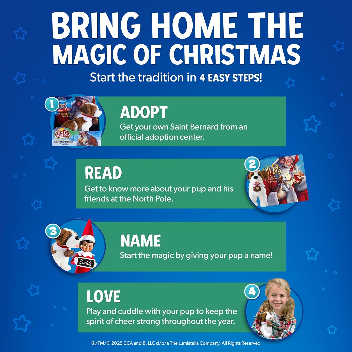 Elf Pets: A Saint Bernard Tradition- Includes Beautifully Illustrated Hardbound Storybook, Huggable Elf Pet St. Bernard Stuffed Animal with Barrel Charm and Official Adoption Certificate