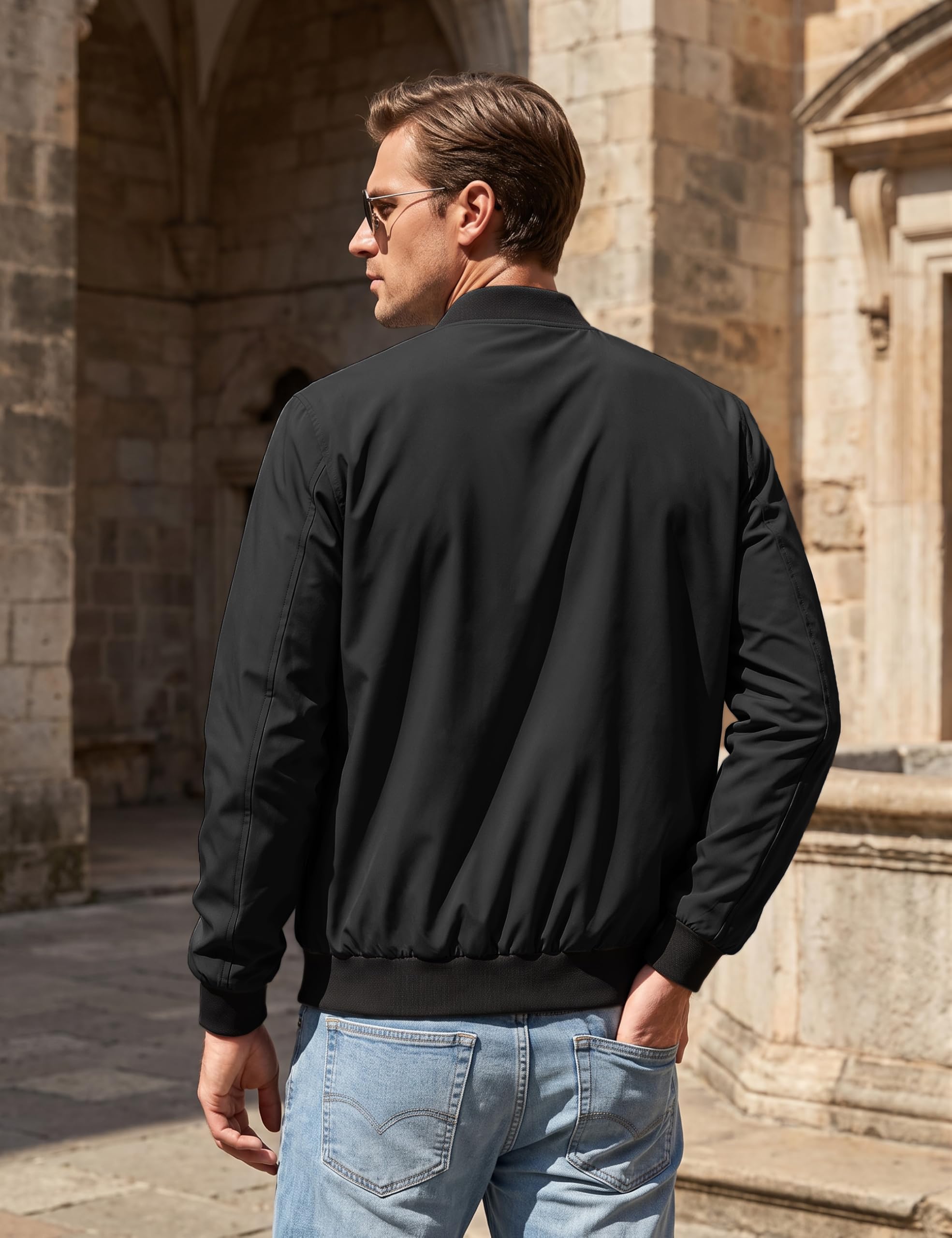 TACVASEN Bomberjacke Herren Übergangsjacke Blouson leicht Herbst College | Wasserabweisend,Winddicht,Fliegerjacke,Pilotenjacke Herren,Frühling,Dünne,Leicht,Sportjacke,Herbst,Polyster
