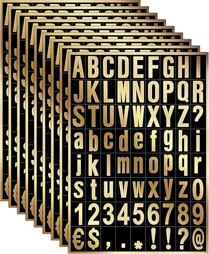 Zonon 8 hojas de calcomanías de números de buzón, kit de letras y números de vinilo autoadhesivas para buzón, letreros, ventana, puerta,