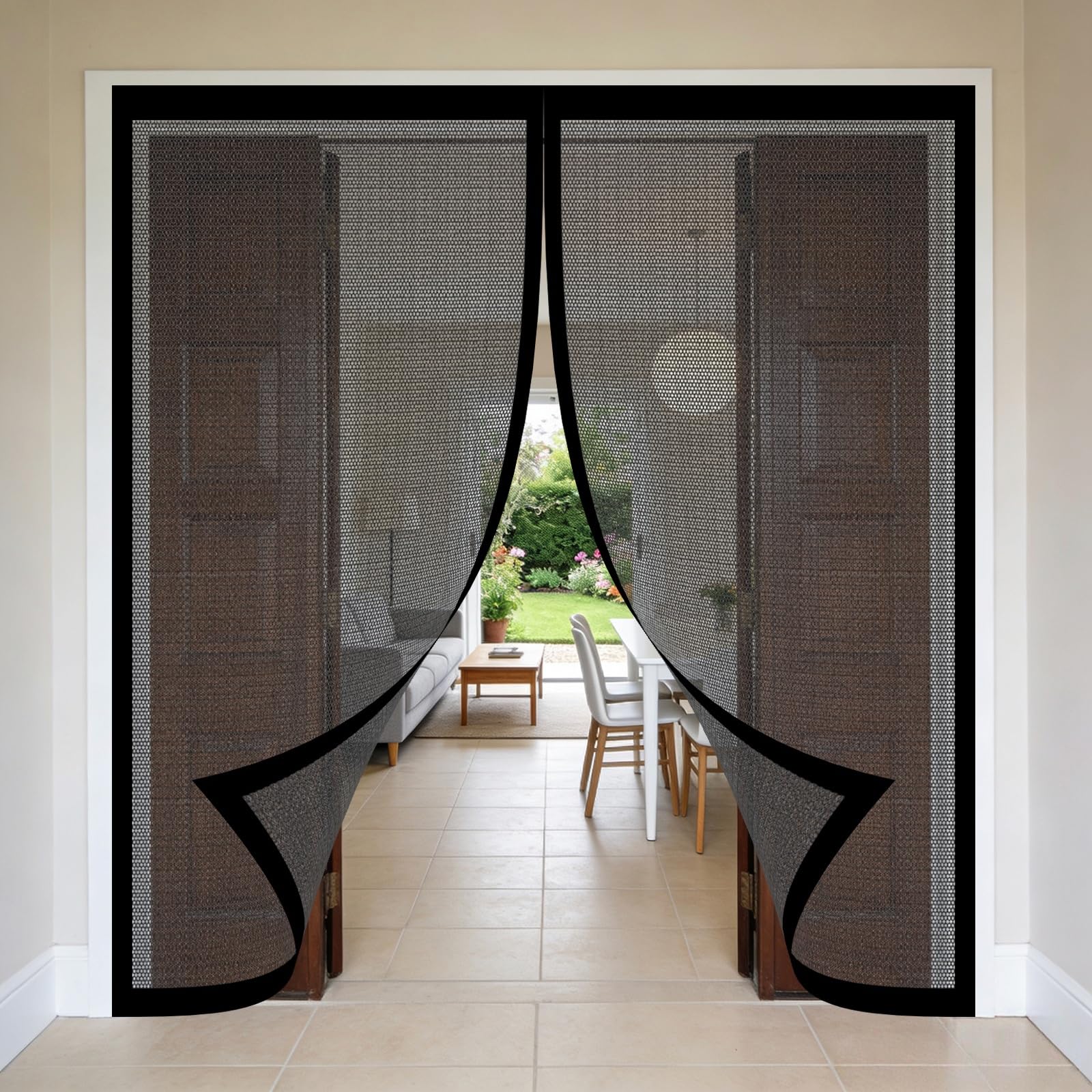 Moustiquaire de porte aimantée 120x213 cm noire sans perçage