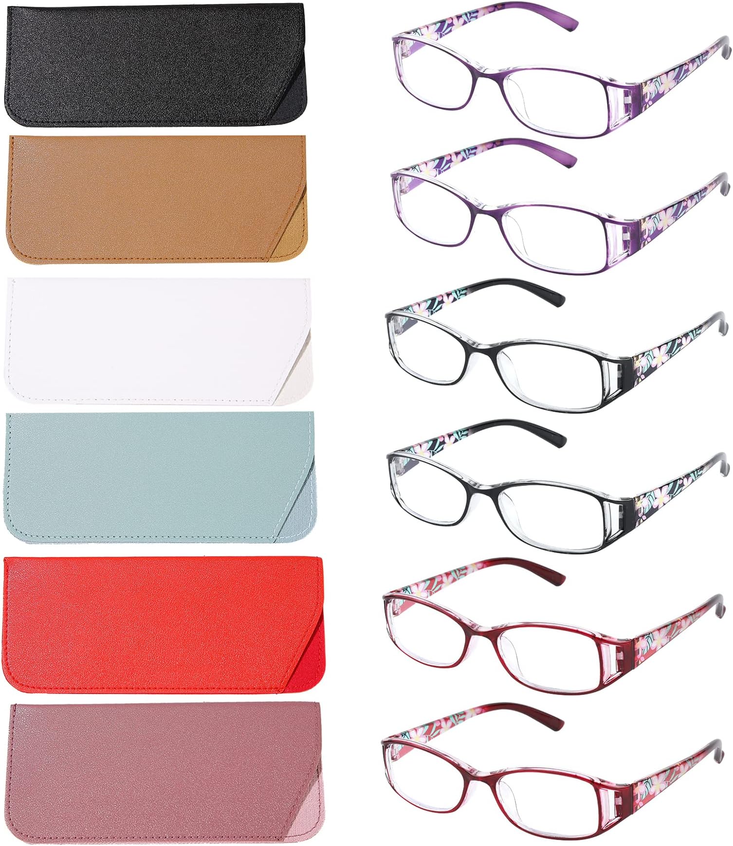 6 pairs Reading Glasses, Women Fashion and elegant anti-blue light HD resin old Reading Glasses
