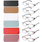 WALMXX 6 pairs Reading Glasses, Women Fashion and elegant anti-blue light HD resin old Reading Glasses (2 red 2 black 2 purple, 1.5, multiplier_x)