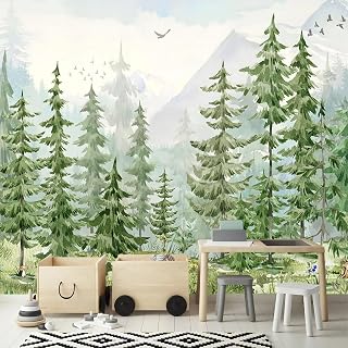YQWDMX - Green Tropical Jungle Peel and Stick Wallpaper murals for Nursery ZY21 L