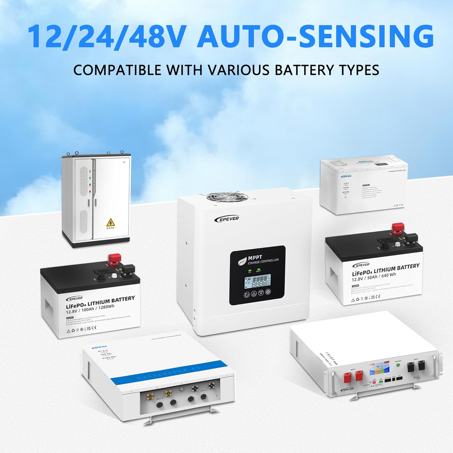 EPEVER 100A MPPT Solar Charge Controller, Dual PV Input Max 250V, 12V/24V/48V Auto, Supports No Battery Mode & Parallel, for LiFePO4 & Lead-Acid Off-Grid RV Solar System