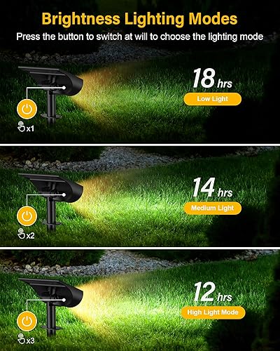 Miniatura 3 de BAXIA TECHNOLOGY Focos solares para exteriores IP65 impermeables, 3 modos de iluminación, iluminación de paisaje para exteriores, luces solares de