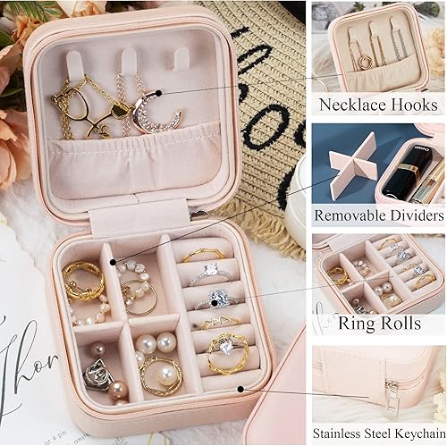 Miniatura 6 de Flycalf Joyero personalizado organizador de estuche de viaje portátil para aretes, mini regalos de dama de honor para niñas, niños, artículos