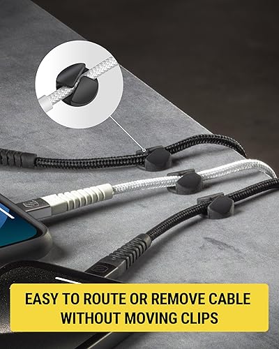 Miniatura 9 de Scosche CMAA2-6PKRP - Juego de 6 clips adhesivos para organización de cables, organizador de cables, soporte de alambre para escritorio, mesita de