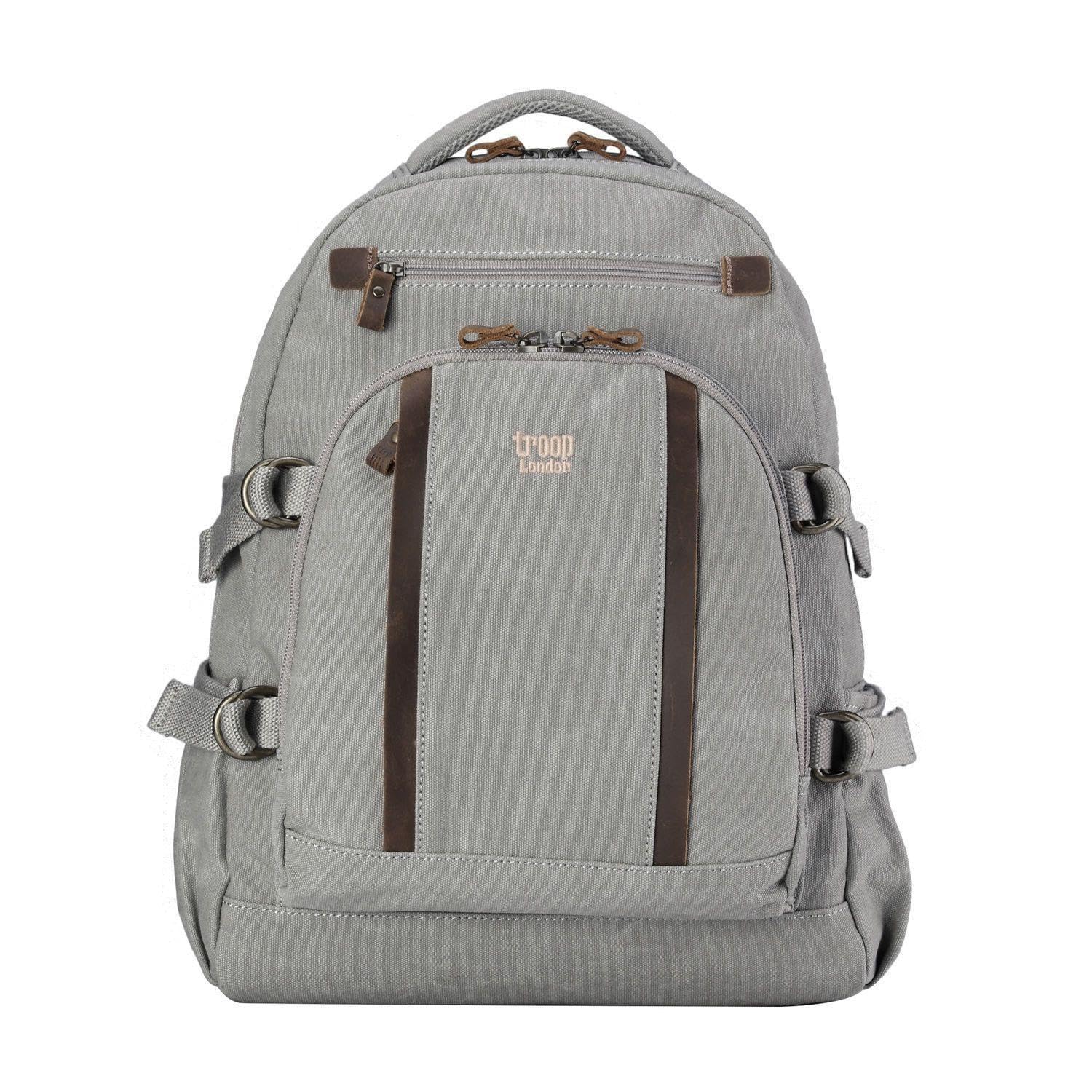 Troop London TRP0257 Classic Canvas Laptop Backpack - Large - Ash Grey