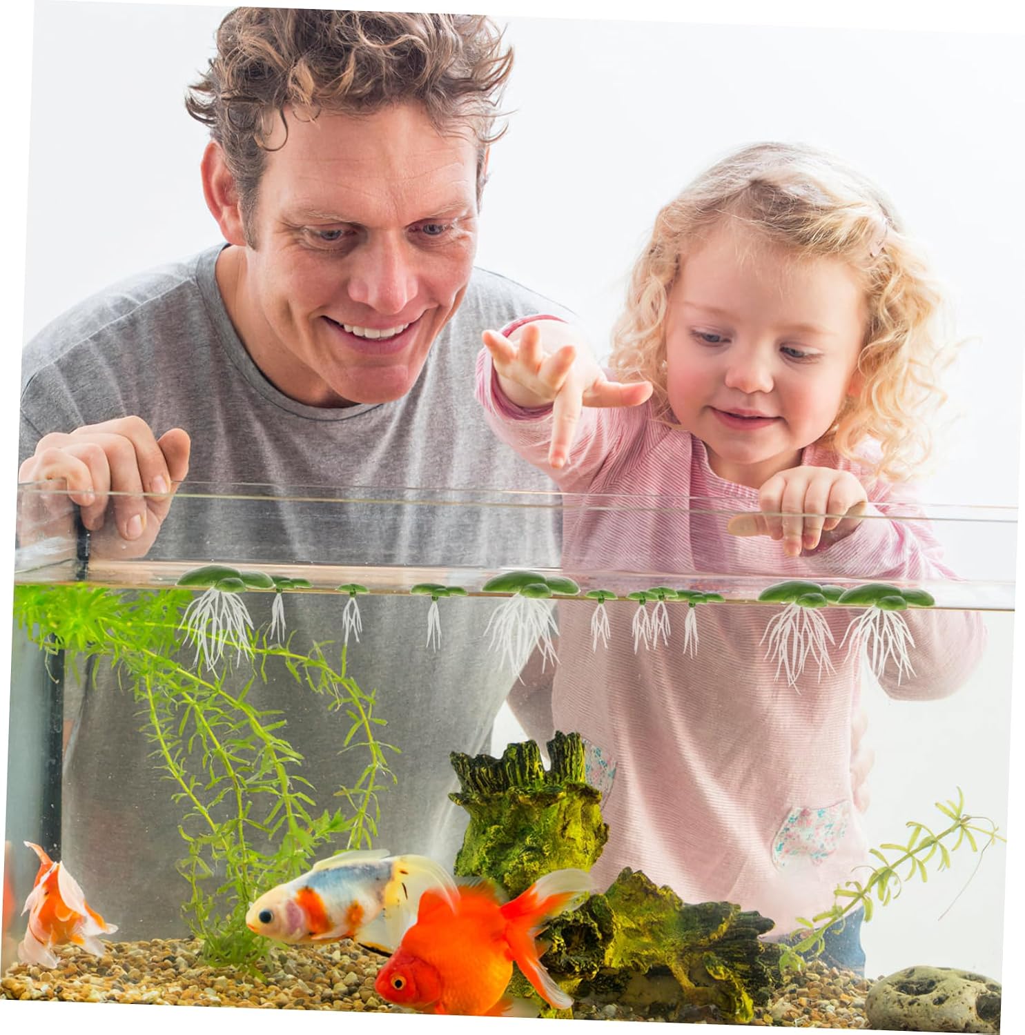 BESTonZON 2Packs Imitated Duckweed Aquatic Plants Floating Aquarium Decor for Fish Tanks Plastic Decoration for Freshwater Aquariums