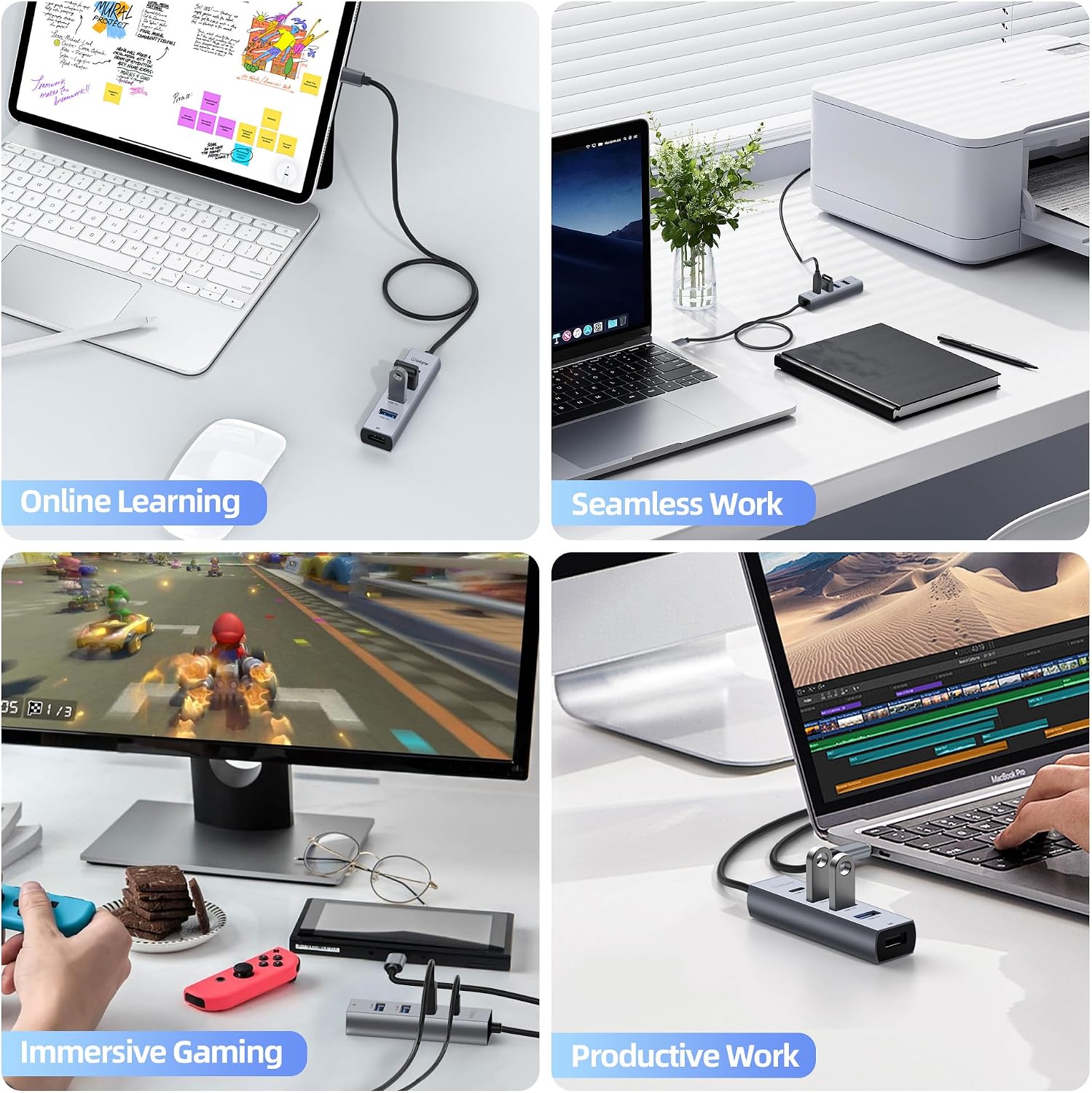 5-Port USB C Hub, intpw USB C to USB Adapter with 1 USB-C/3 USB-A 3.0 Data Ports, 5Gbps Aluminum Multiport USB-C Hub Adapter Long Cable for Laptop, MacBook, iPad, PC(2 FT) 10 81eMJHCg7yL. AC SL1500