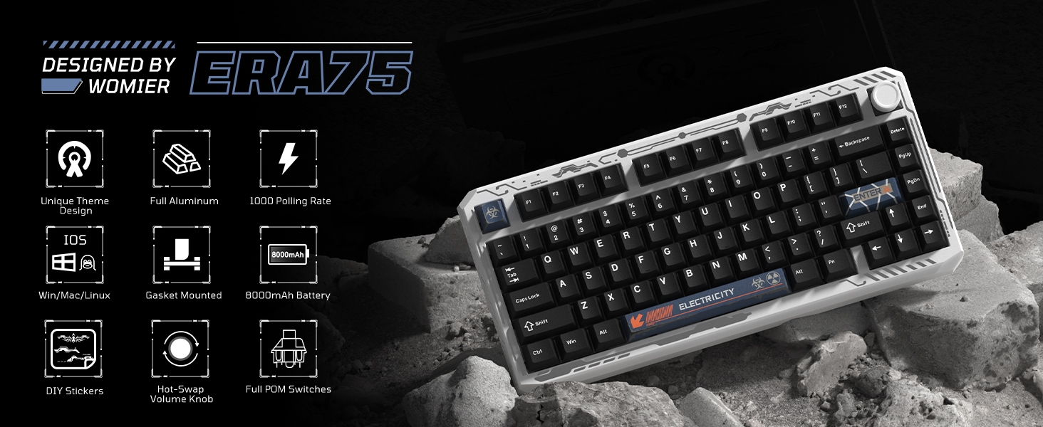 Amazon.com: Womier ERA75 75% Wireless Mechanical Keyboard with VIA