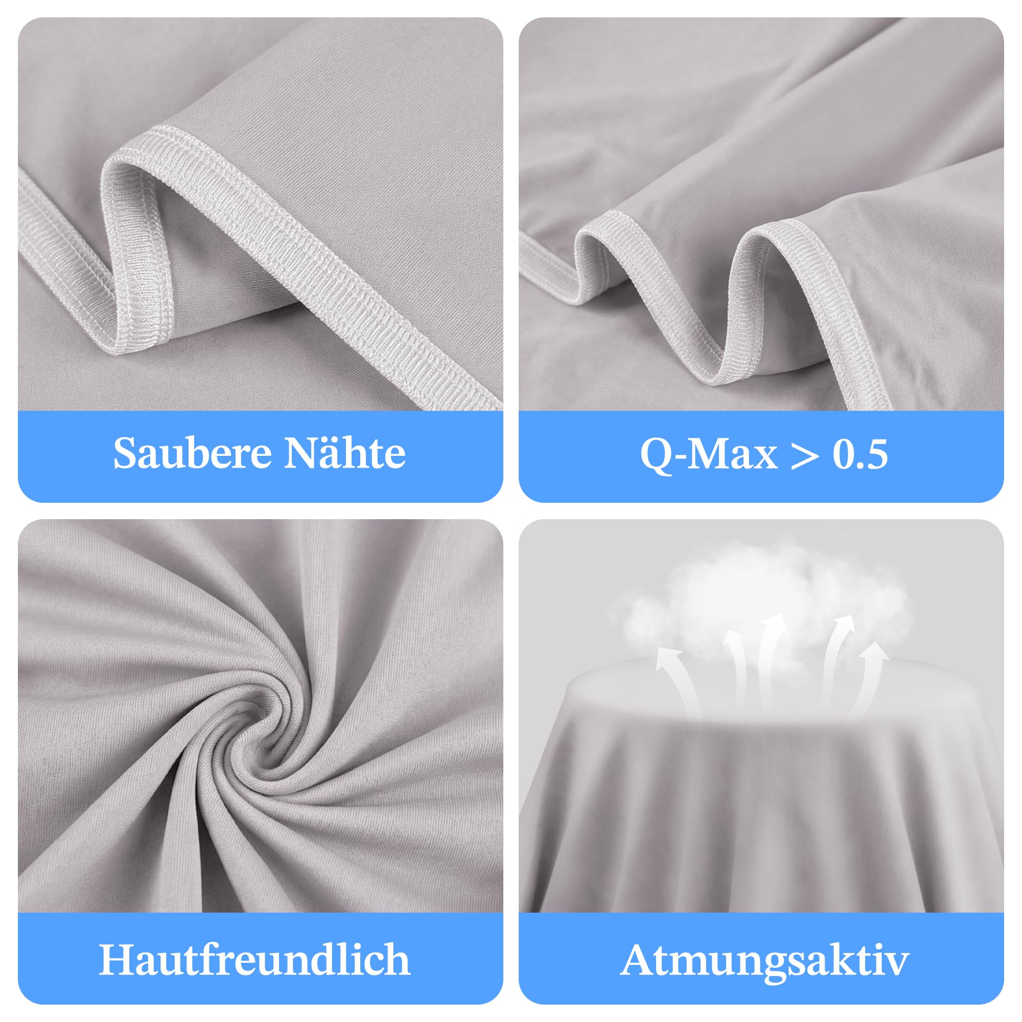 LANSOW Kühldecke, 150 x 200 cm, Q-Max >0,5, doppelseitig, leicht, kühlende Decke für Nachtschweiß und heiße Schläfer, Arc-Chill, atmungsaktiv, Eis-Sommerdecke für Bett, Sofa, Camping, Reisen, Grau