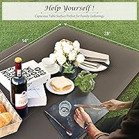 Vista 4 de Giantex - Juego de bancos para picnic para todo tipo de climas, con base de metal, textura similar a la madera, para acampar al aire libre