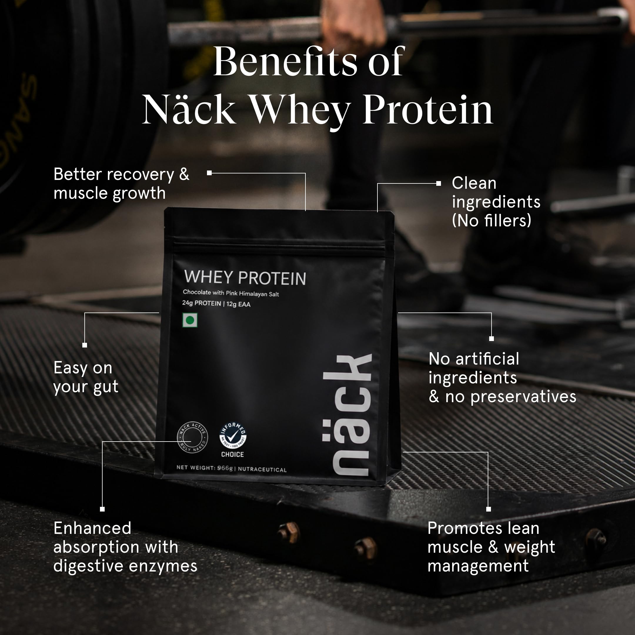 Näck Fitness Starter Pack | Whey Protein Chocolate 840g + Premium Shaker Bottle | 21g Protein | High Protein-to-Calorie Ratio | Muscle Growth & Recovery | Informed Choice Certified | Easy Mixing | Swedish Nutrition — Amazon image 4