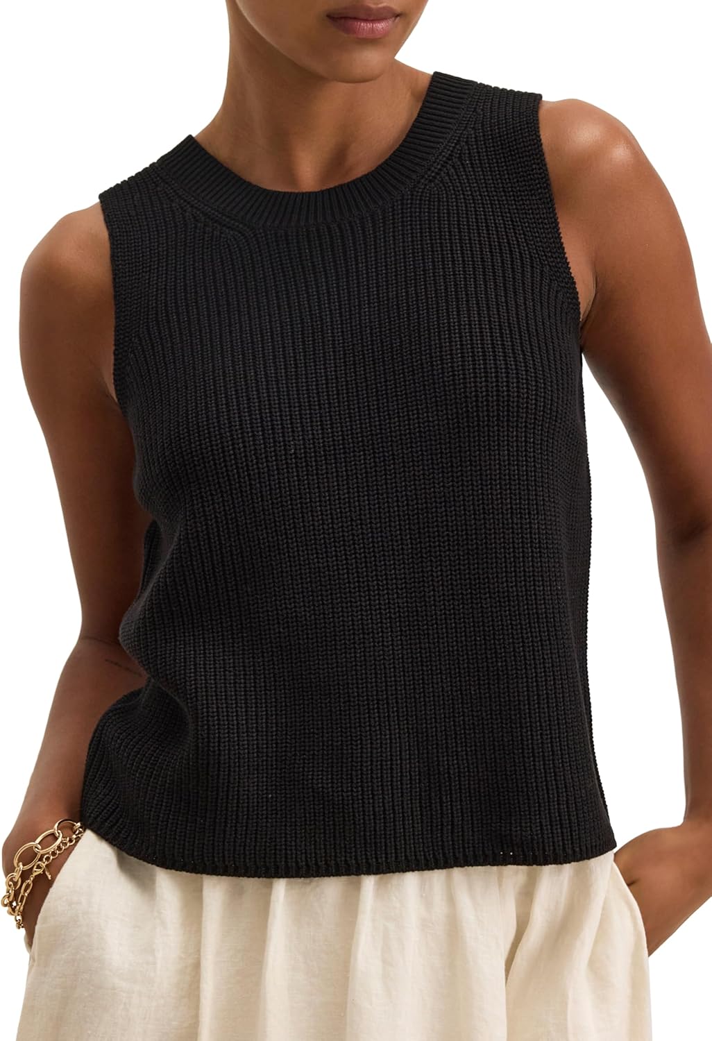 Velvet by Graham & Spencer Women's Muna Textured Cotton Sweater Vest