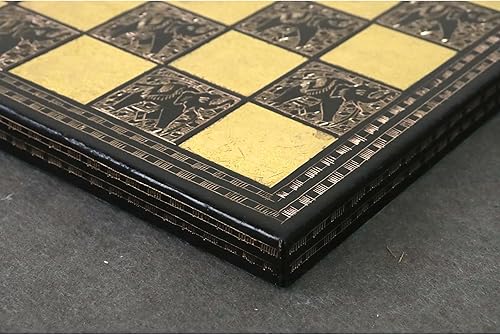 Miniatura 9 de Royal Chess Mall Juego completo de ajedrez de metal inspirado en la Unión Soviética, 14 x 14 pulgadas, latón, negro y dorado, estuche de lujo,