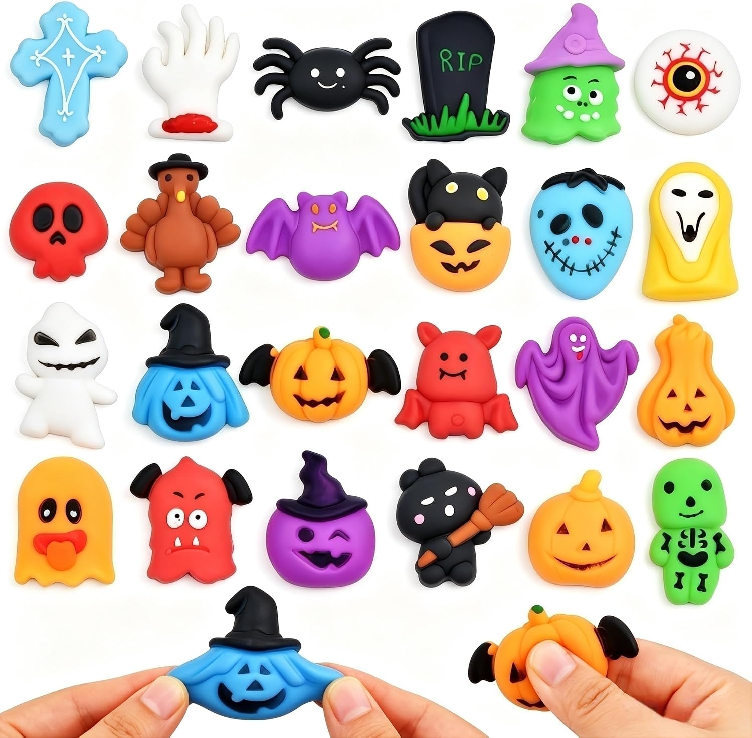 24pcs Halloween Mochi Squishy Squeeze Toys