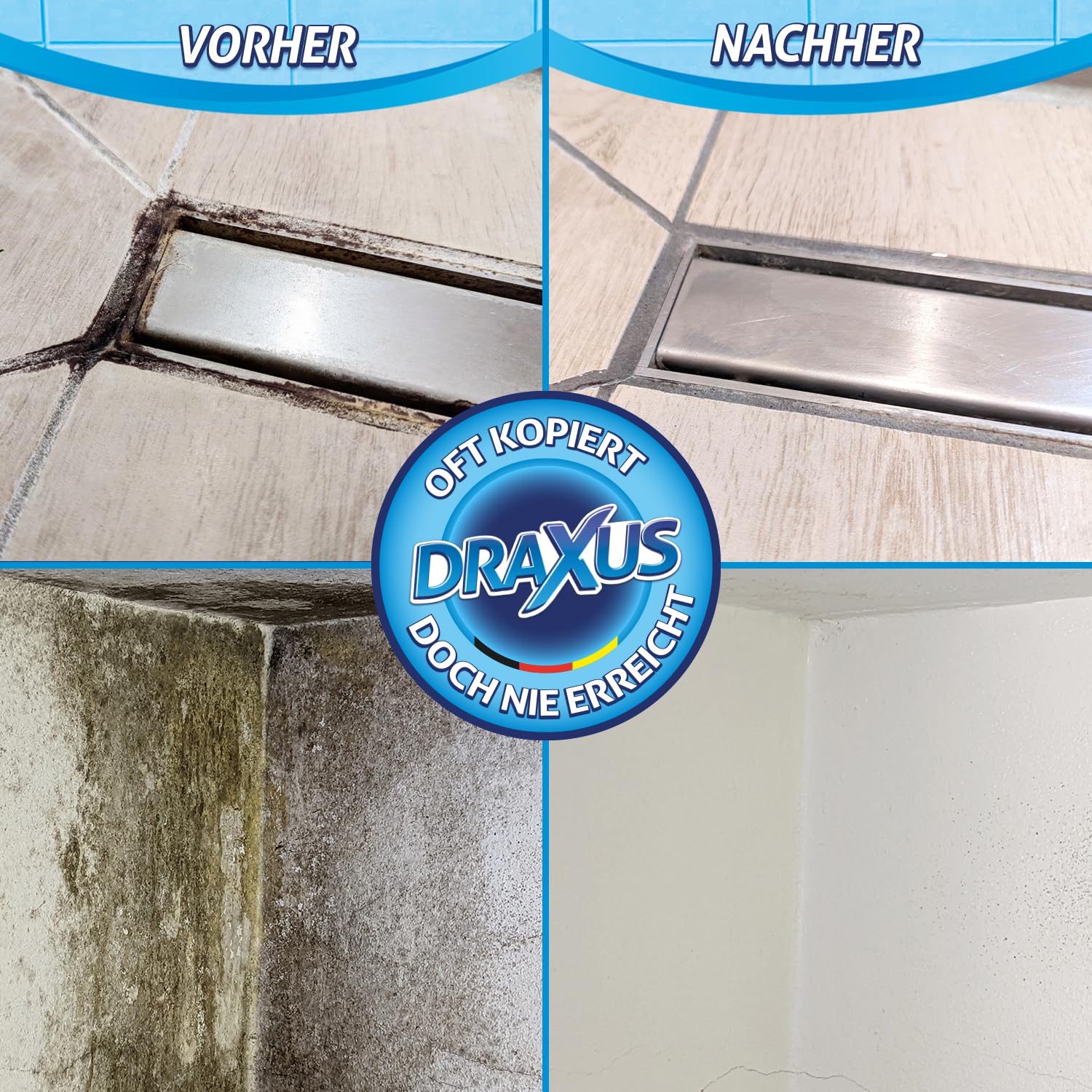 DRAXUS Schimmelstop Set I Schimmelentferner mit Hafteffekt + Schimmelschutz Spray I Schimmel vernichten & Neubefall stoppen I Bis zu 24 Monate Langzeitschutz I 2x 500 ml