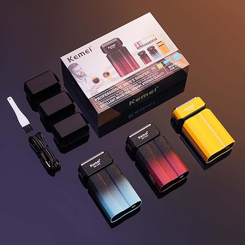 Miniatura 2 de KEMEI Maquinilla de afeitar eléctrica para hombres, afeitadoras, afeitadoras de aluminio, maquinillas de afeitar eléctricas para hombre para