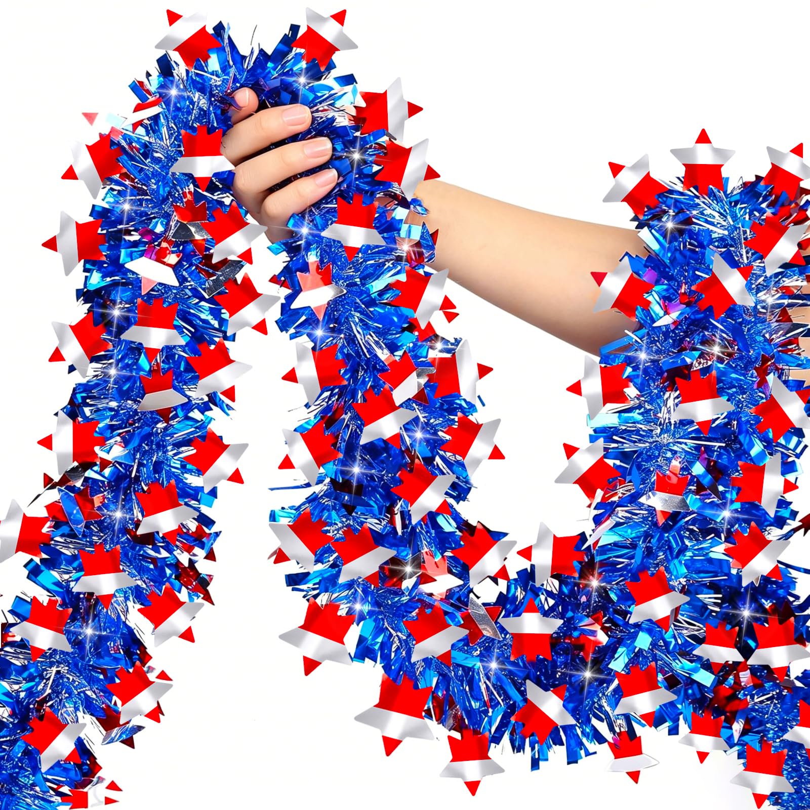 Guirlande patriotique rouge blanche bleue de 15,2m pour les décorations de fêtes américaines