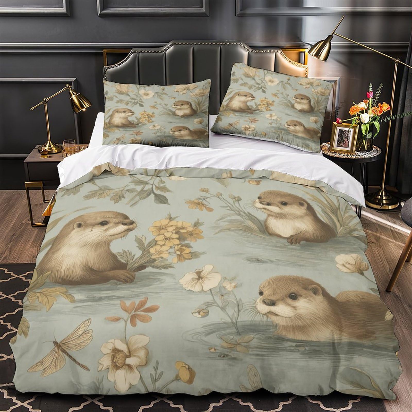 Parure de lit loutre hypoallergénique contre les allergies des enfants en hiver