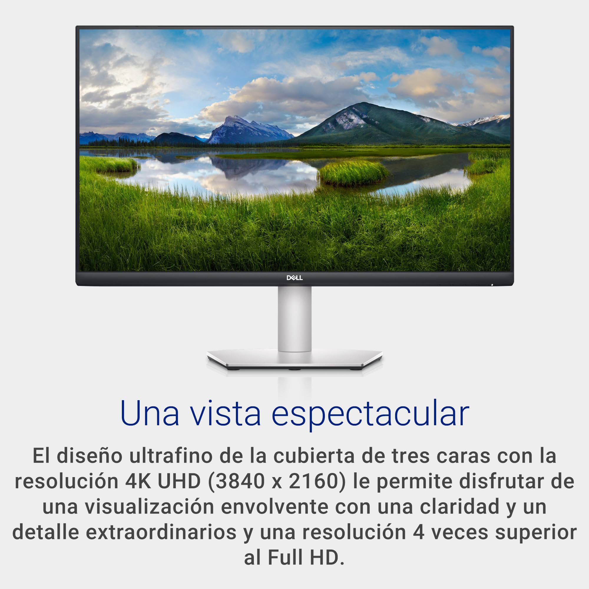 Dell S2721QSA 27" 4K UHD (3840x2160) Monitor, 60Hz, IPS, 4ms, AMD Radeon FreeSync, 99% sRGB, Altavoces Integrados, DisplayPort, 2x HDMI, Plata