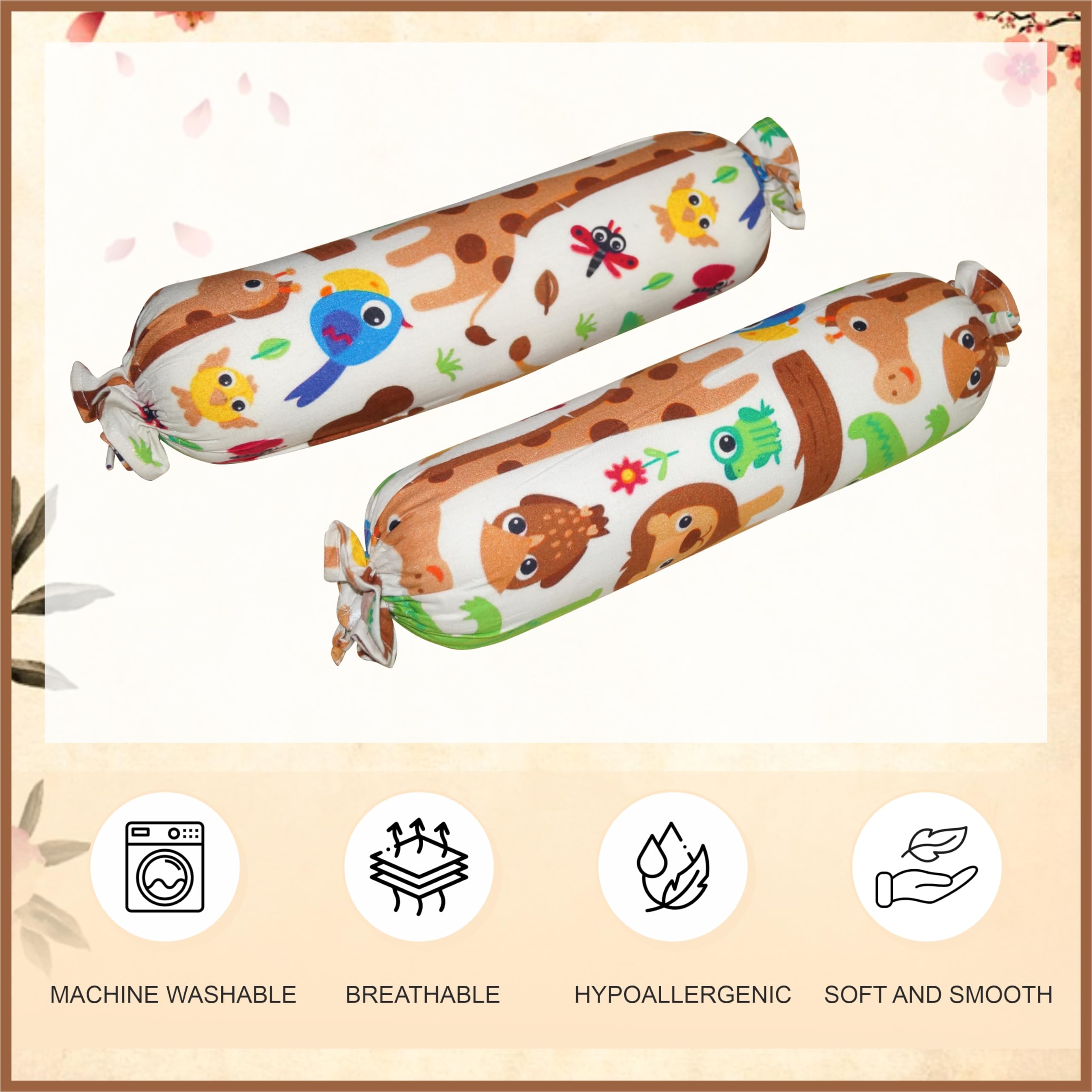 Oscar Home Baby Bolsters for Side and Neck Support with Washable & Removable Cover | Size 35 Cm X 10 Cm | Pack of 2 (Wild) - Image 5 thumbnail