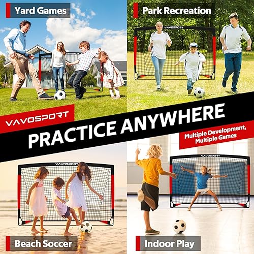 Miniatura 6 de Kids Soccer Goals for Backyard Set, 6×4ft Portable Soccer Goal & Ball Training Equipment with Cones, Target, Youth Toddler Pop Up Soccer Net for