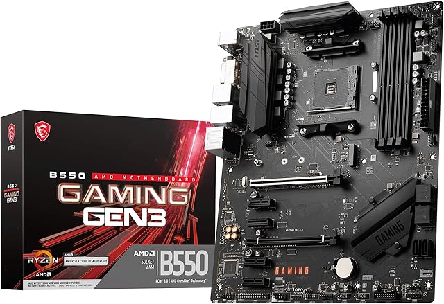 MSI B550 GAMING GEN3 Motherboard, ATX, AM4 - AMD Ryzen 5000 Ready - DDR4 Boost 4400+MHz/OC, PCIe 3.0 x16 Slots, 1 x M.2 Gen3 Slot, 1G LAN