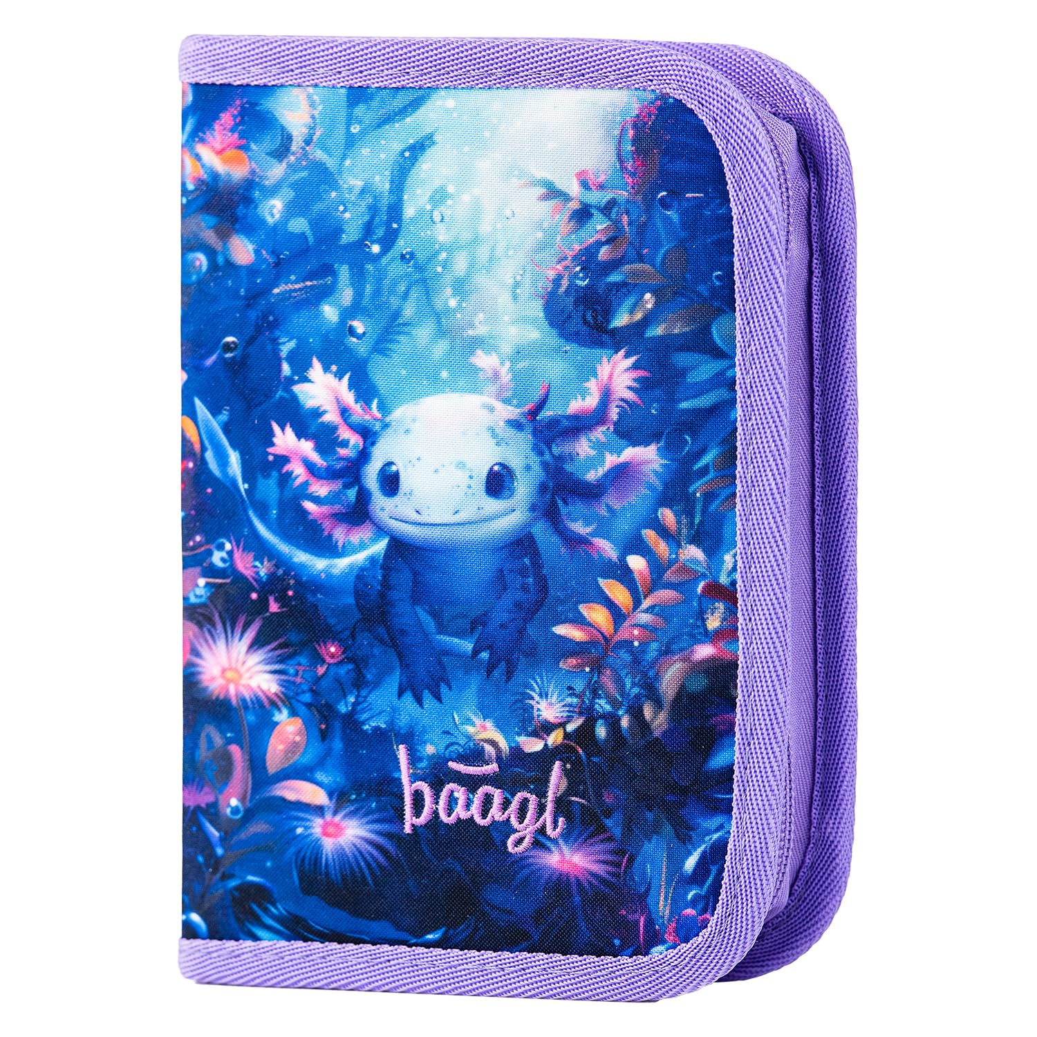Baagl Schulranzen Jungen Mädchen Set 3 Teilig, Ergo Schultasche für 1. Klasse, Ergonomische Grundschule Ranzen Tornister mit Brustgurt (Axolotl)