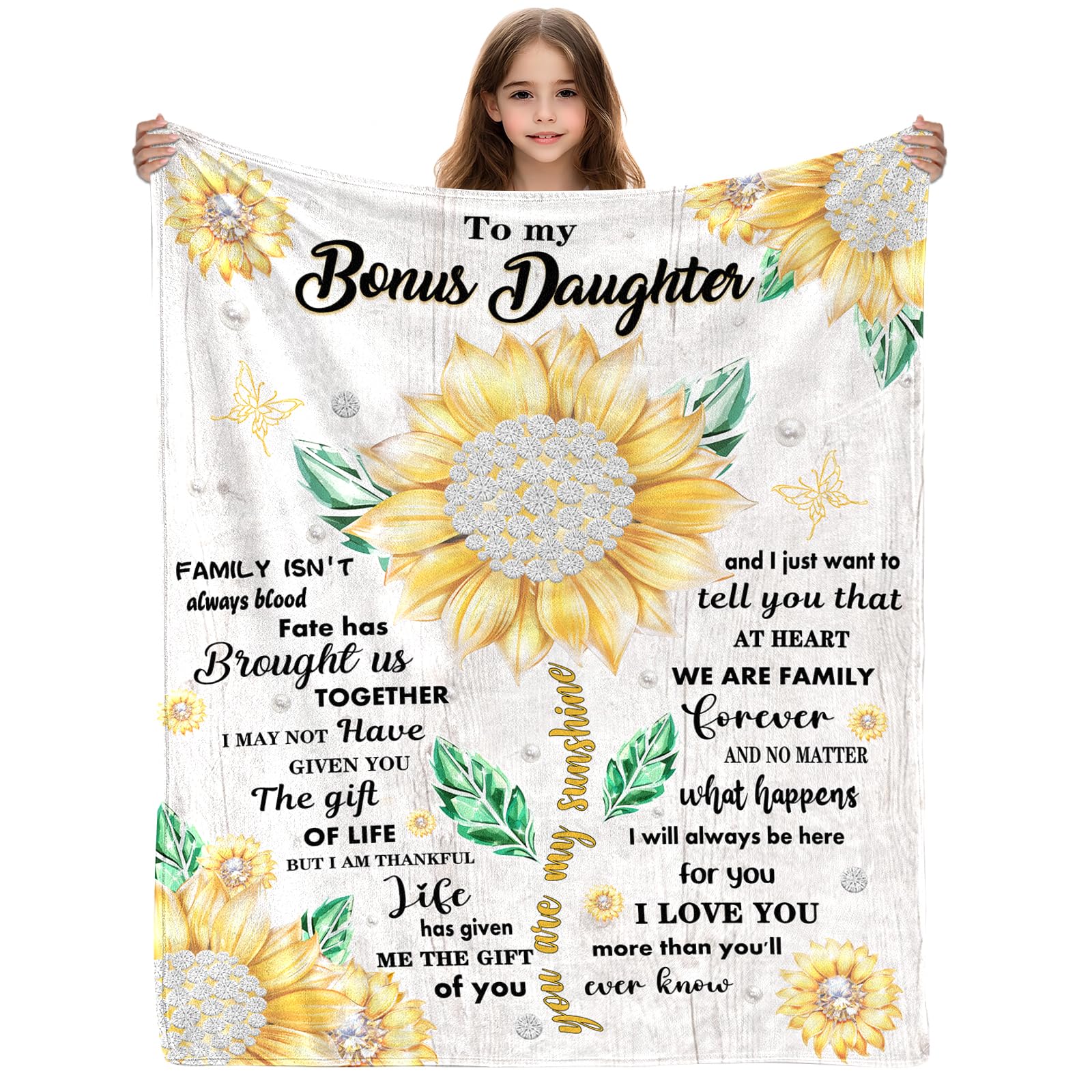Yasrlvun Bonus Daughter Gifts Stepdaughter Gift from Stepmum Stepdad 50x60 Inch Step Daughter Blanket Unbiological Daughter Gifts for Christmas Birthday
