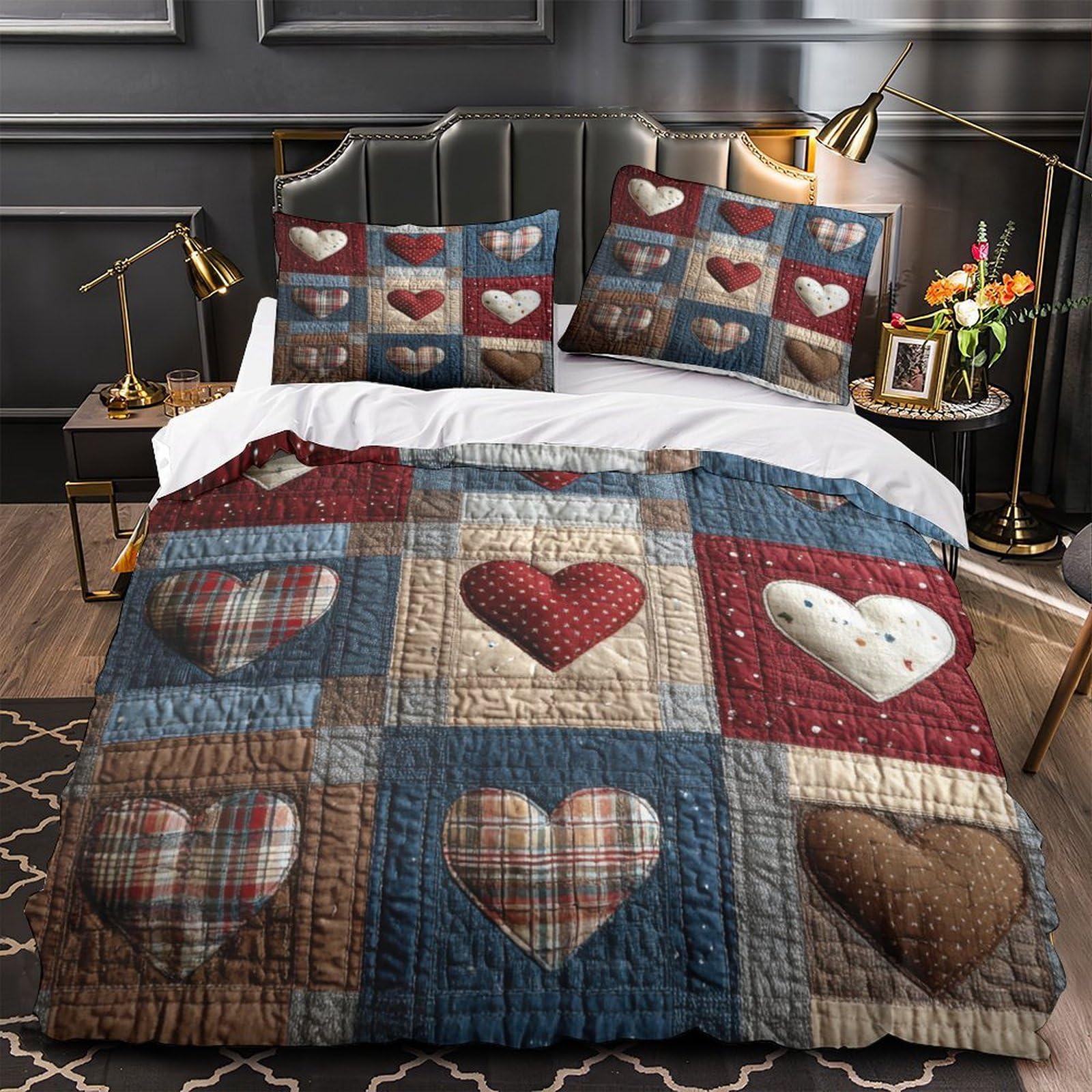 Parure de lit 3D verte king size 220x240 microfibre moderne