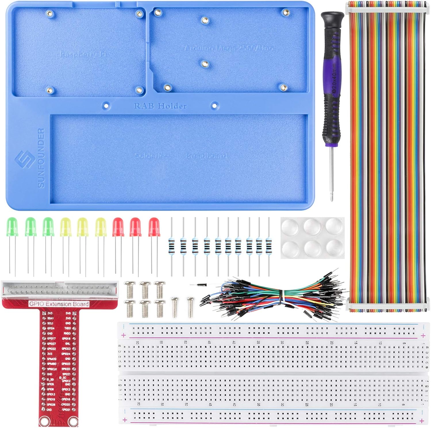 SunFounder RAB Holder Breadboard Kit for Raspberry Pi with 830 Points solderless Circuit Board Raspberry Pi Holder Compatible with R3, Mega 2560 & Raspberry Pi 4B, 3B+, 3B, 2B and 1B+, A+