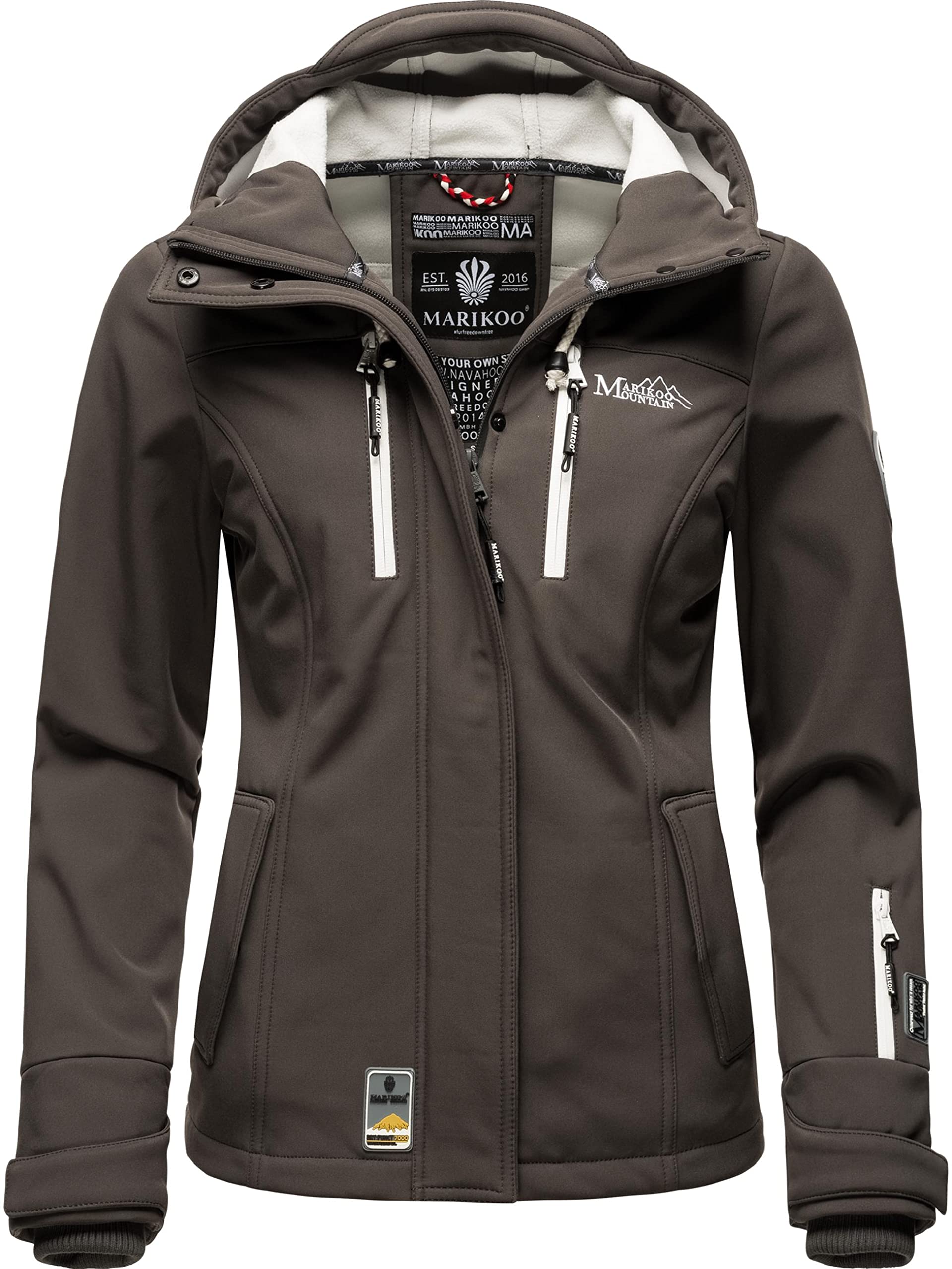 MARIKOO Damen Softshelljacke Übergangsjacke mit Kapuze Kleinezicke XS-3XL