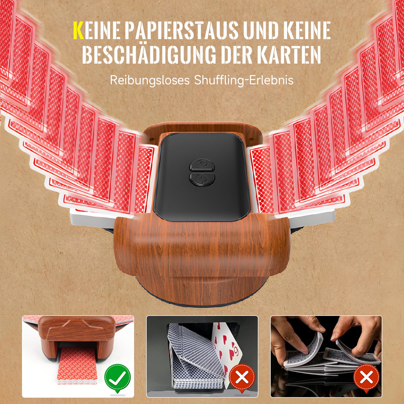 Mélangeur de cartes électrique, silencieux, pour 2 jeux de cartes, rechargeable, 2000 mAh, mixeur de cartes pour UNO, poker, Texas Hold Em, Blackjack