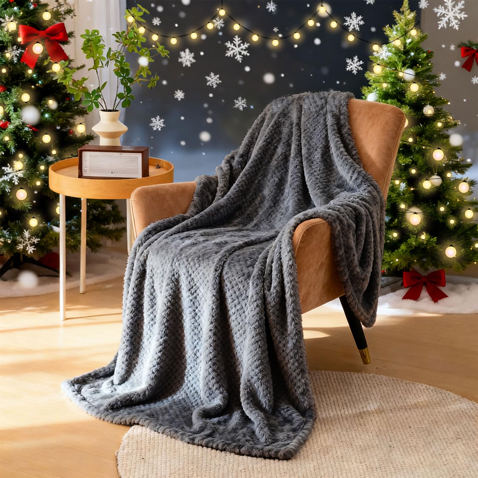 Couverture polaire en flanelle de microfibre douillette premium gris foncé 125x270