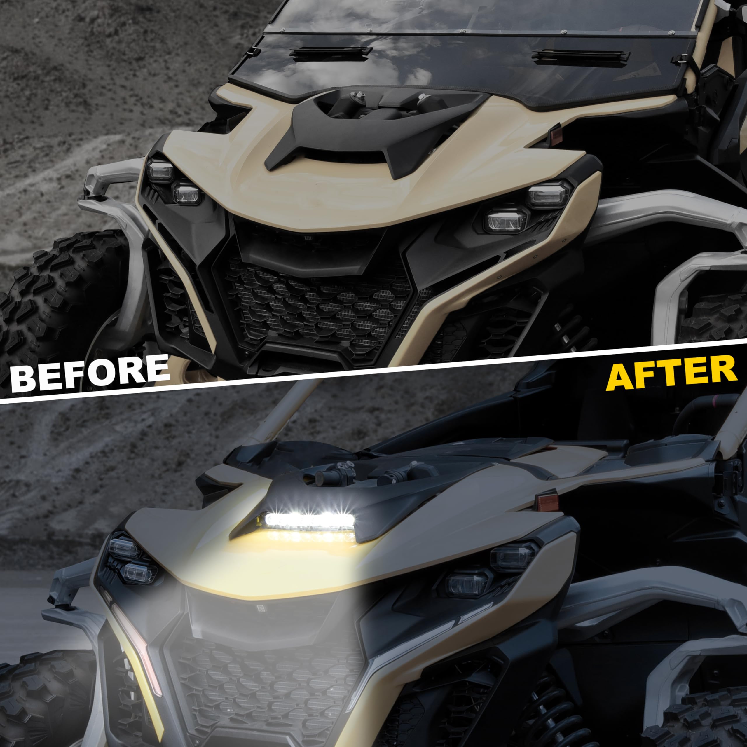 SAUTVS Hood Scoop Spotlight for Can-Am Maverick R, LED Hood Accent Auxiliary Driving Spot Light for Can Am Maverick R MAX X RS 2024+ Models Accessories