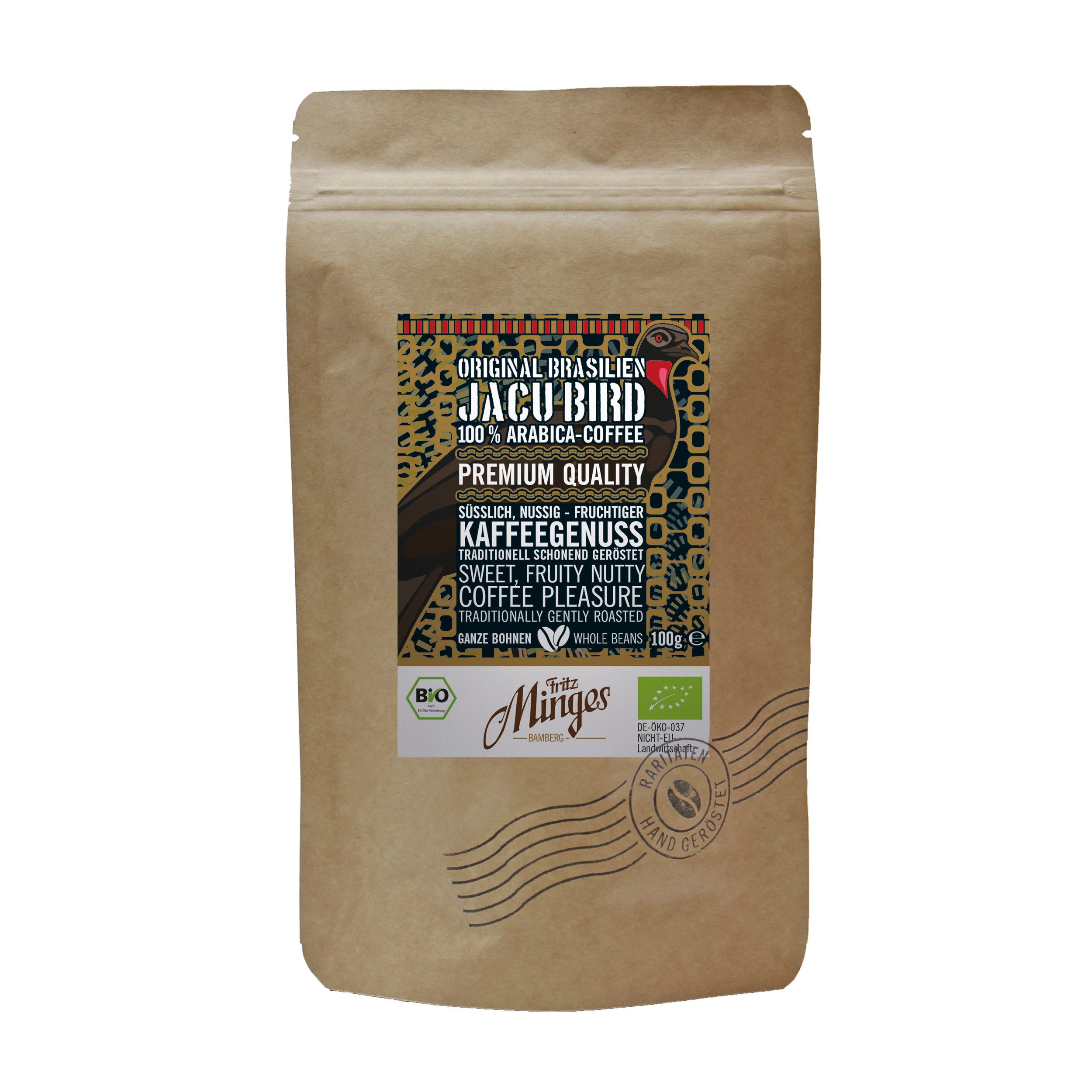Minges Fritz Brasil Wild jacu Bird (Bird Dung) Premium Café, Aroma frutal de. nussig, biokaffee, 100% Arabica, Toda la Granos, doybag, 100 g