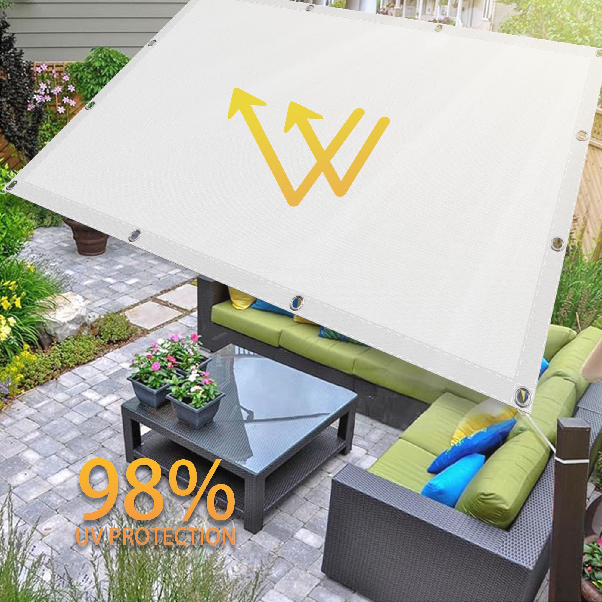 Sonnensegel Nach Maß 280 x 280 cm Wasserdicht Rechteckig Sonnenschutz Premiumpolyeste für Außenbereich, Garten, Camping, Terrasse, Weiß