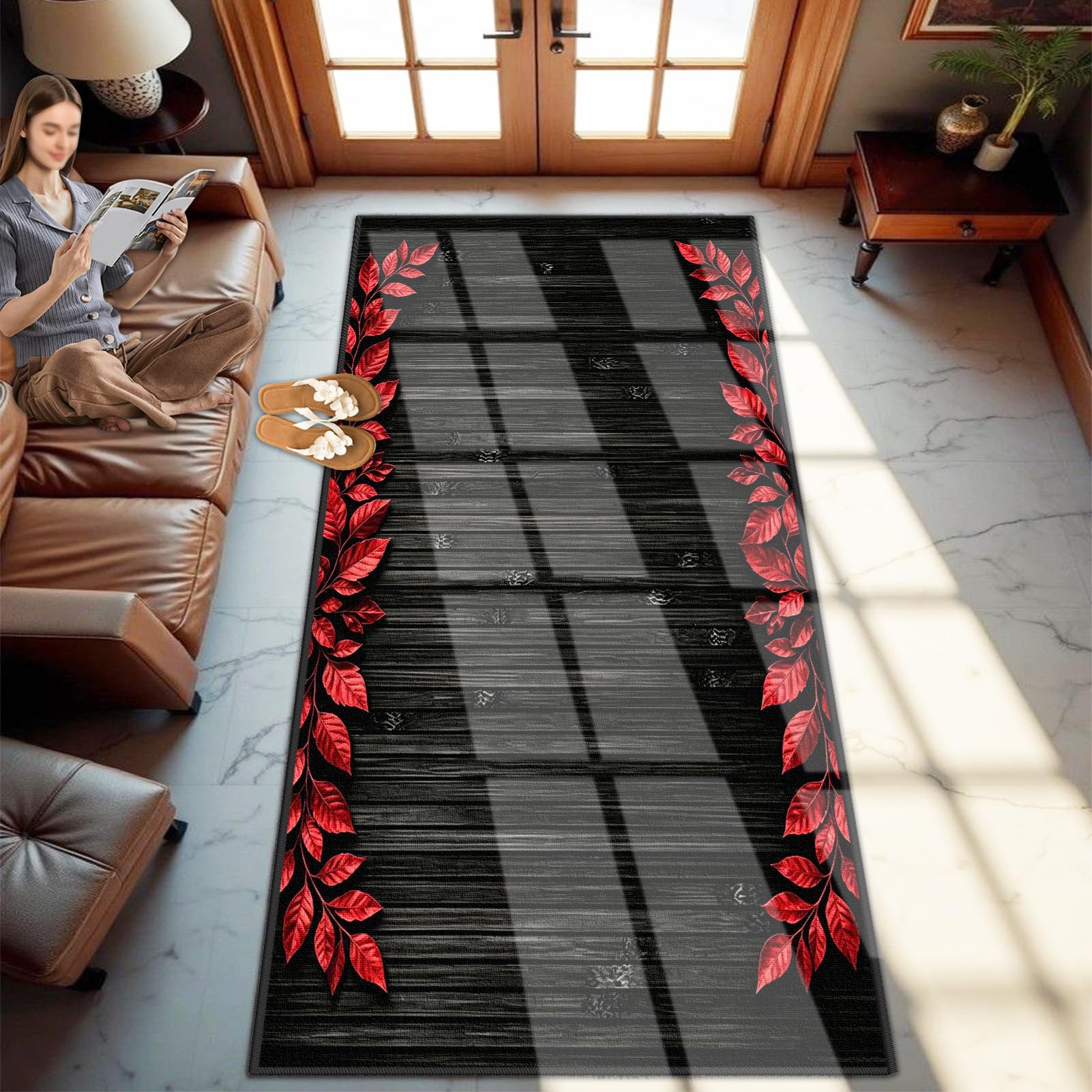 Tapis de cuisine devant évier 80x280 cm lavable et antidérapant pour couloir