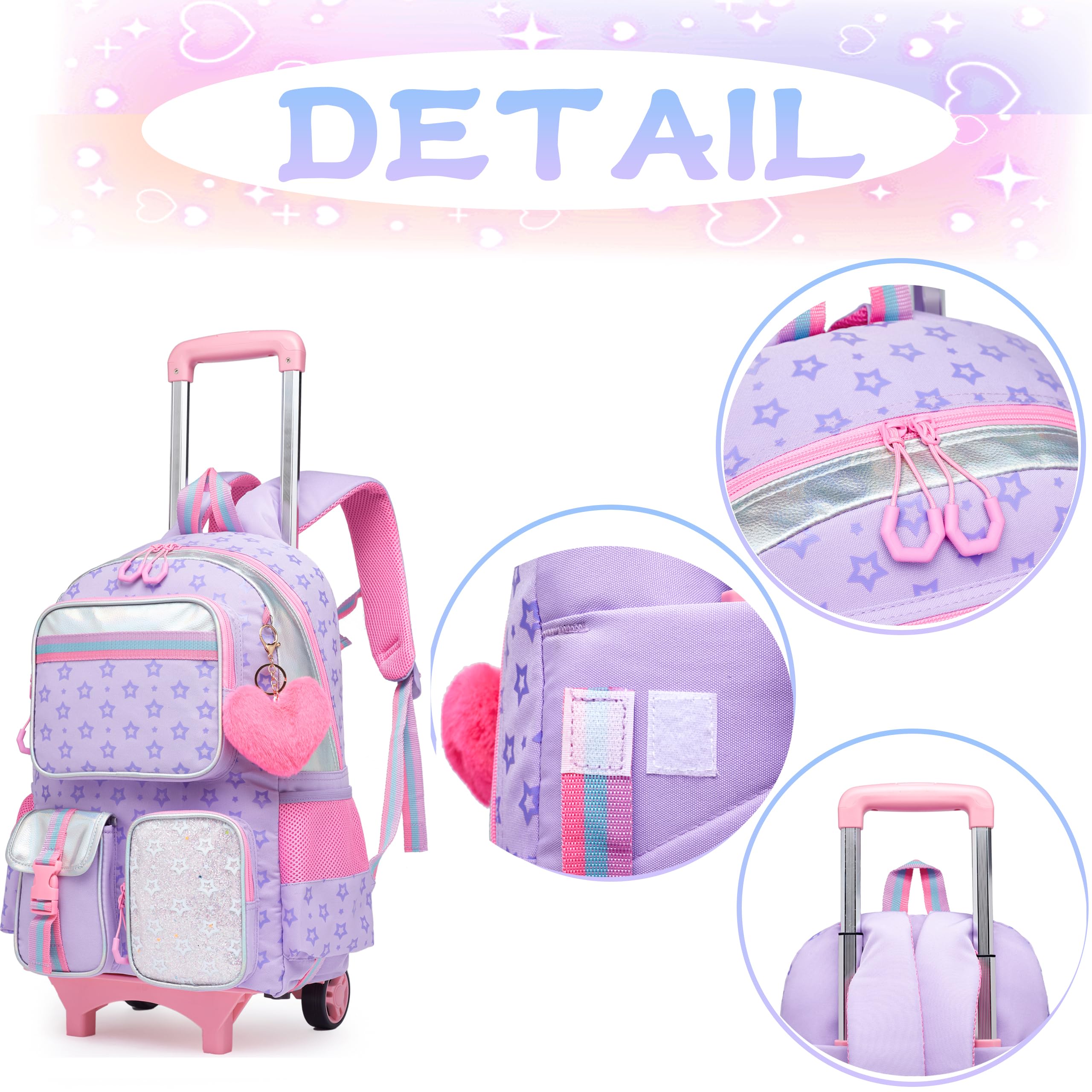 HTgroce Kinder Trolley Rucksack Schultasche Schulranzen Mädchen schultrolleys Schulrucksack Kinderkoffer Rolling Reisegepäck Mehrfachtaschen