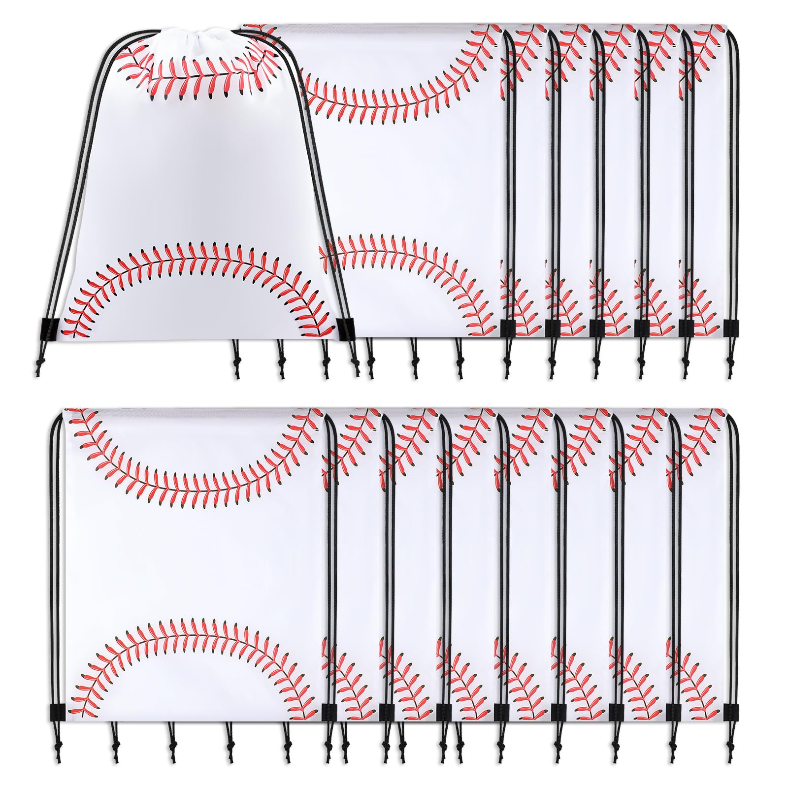 Motroce 15 Pcs Baseball Drawstring Bags, 13.3"x15.7" Sports Backpacks for Team Gifts, Party Favors & Gym Use, Baseball Theme Party Supplies