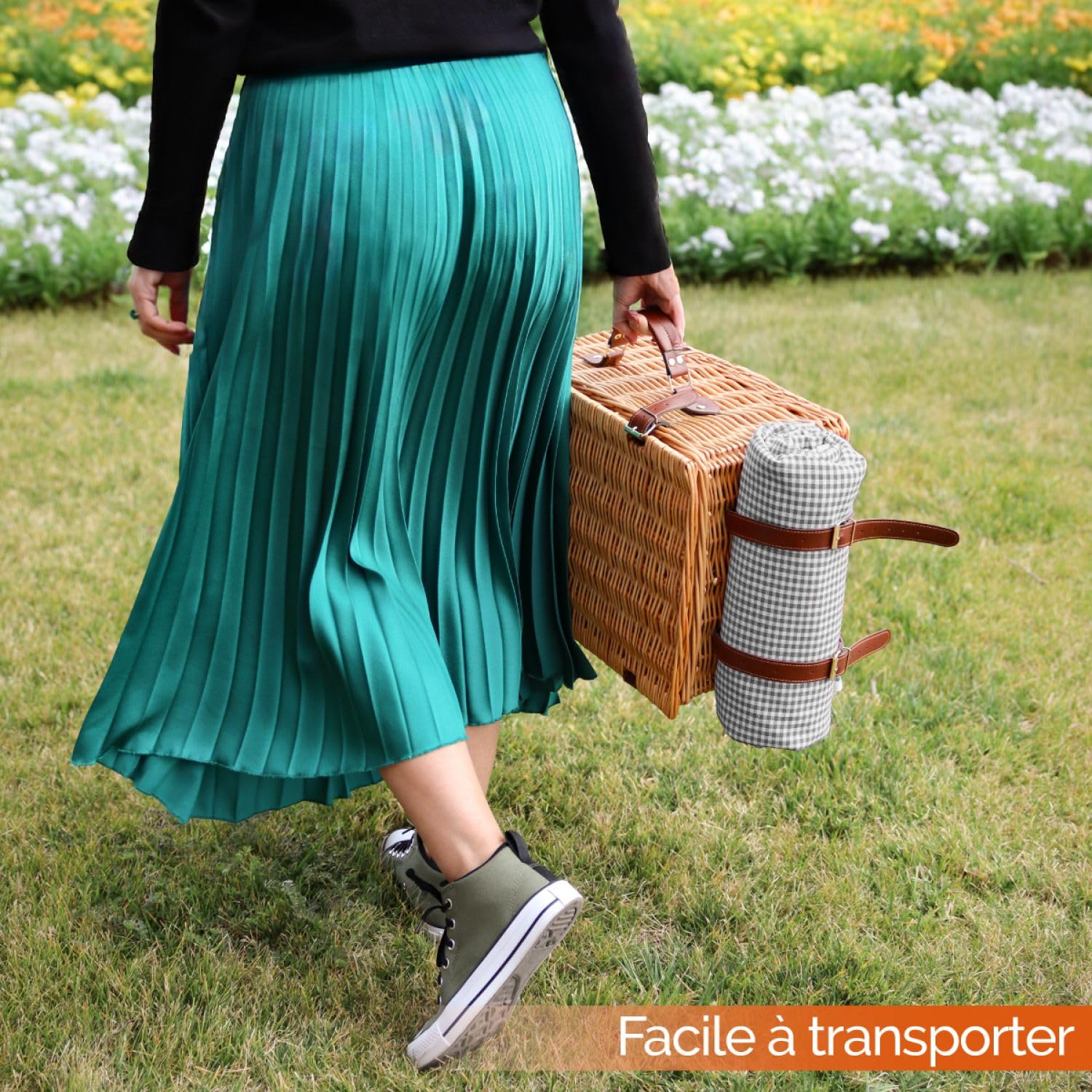Linxor - Panier de Pique-Nique Isotherme avec Nappe et Accessoires - 4 Personnes - Plusieurs Coloris