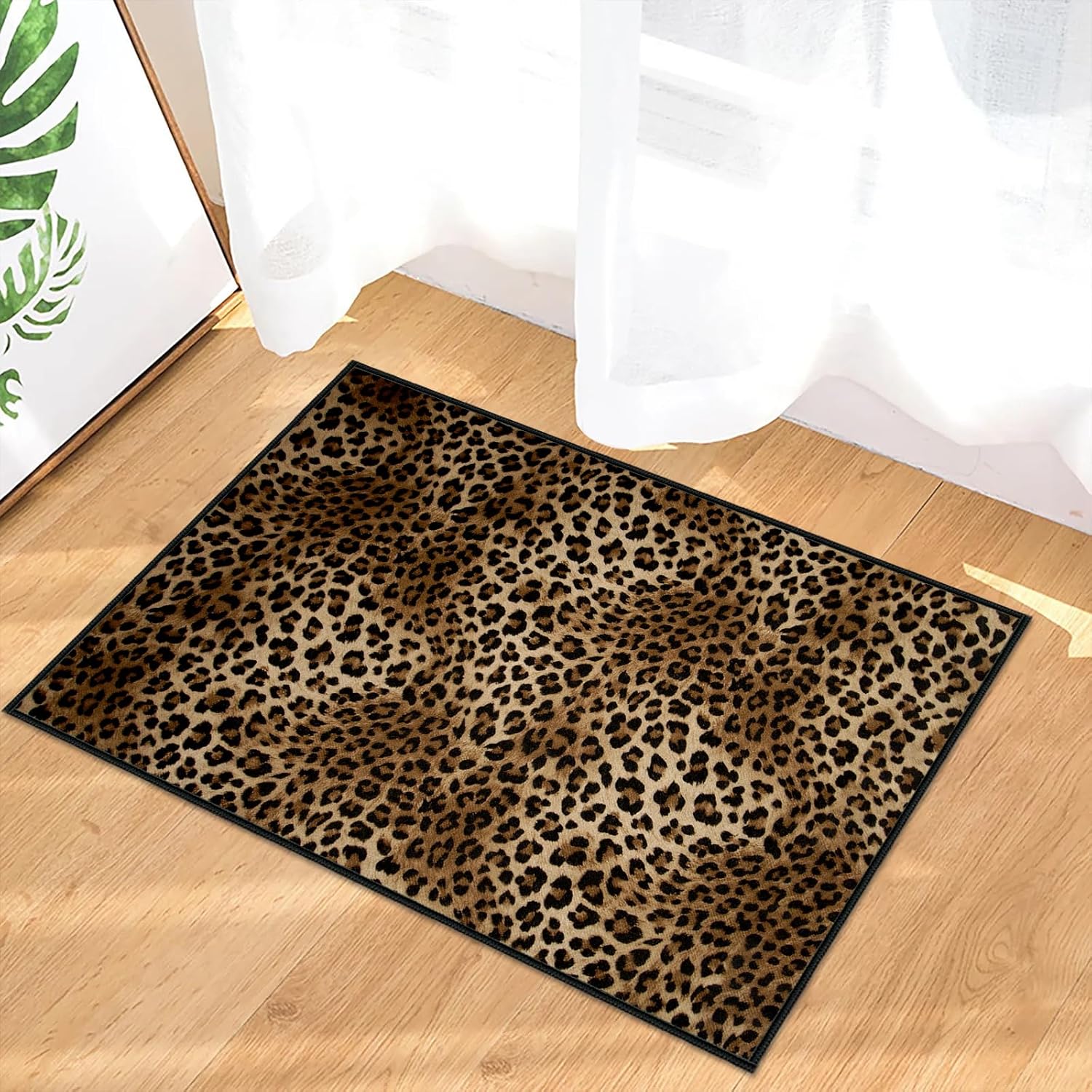 Leopard Rug 2x3 Washable Area Rugs,Cheetah Print Rugs,Ultra-Thin Soft Rug Small Throw Carpet Animal Print Hide Floor Carpets Non Slip Indoor Door Mat for Entryway Bedroom Kitchen,Brown