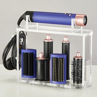 LifeLAZA Acrylic Holder and Organizer Compatible with Airwrap of Dyson and Airwrap Attachments, Airwrap Stand Storage, Countertop Airwrap Styler Rack Compatible
