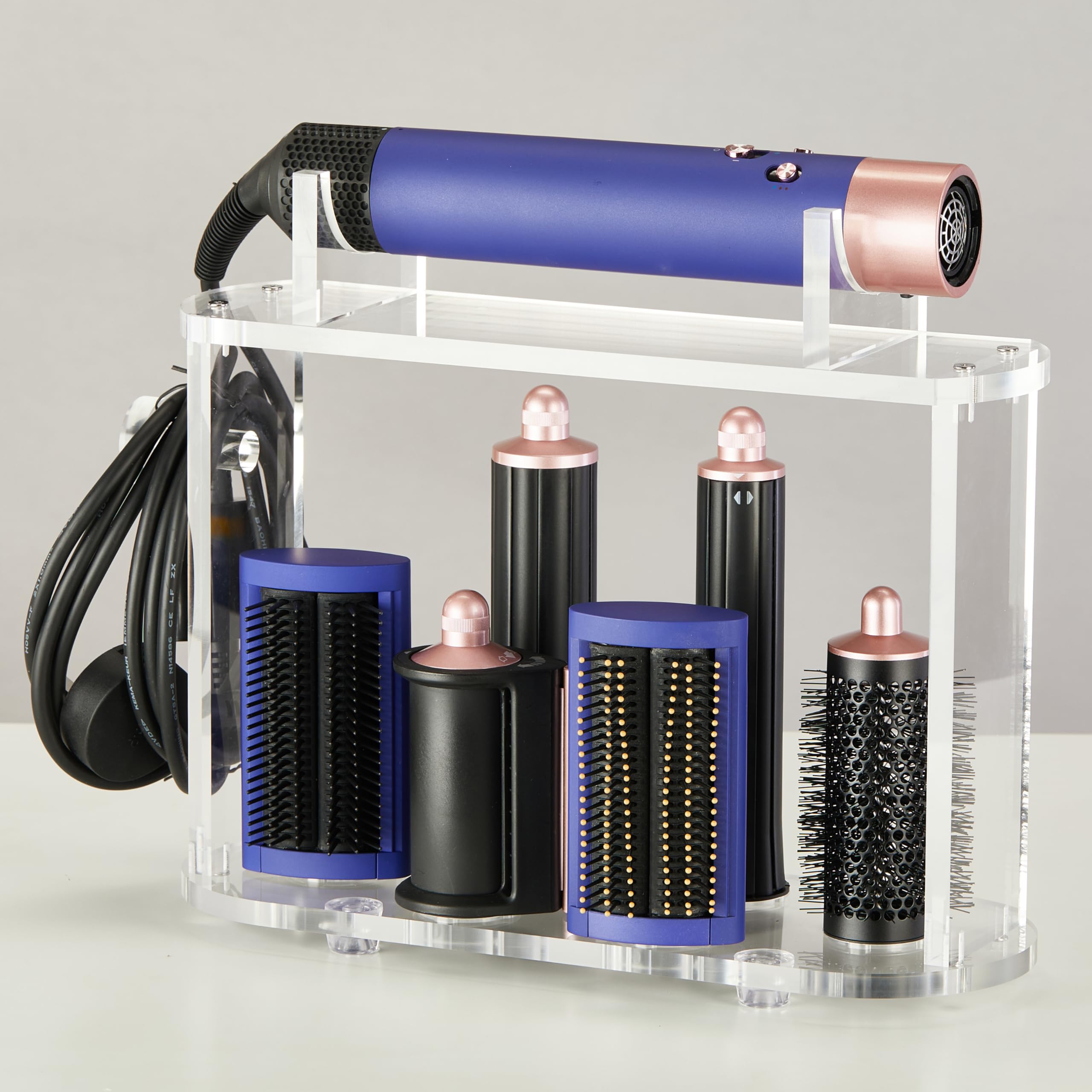 LifeLAZA Acrylic Holder and Organizer Compatible with Airwrap of Dyson and Airwrap Attachments, Airwrap Stand Storage, Countertop Airwrap Styler Rack Compatible with Airwrap Accessories