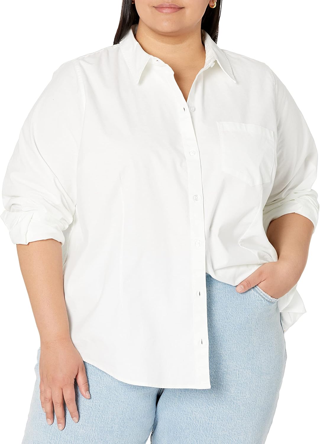 Amazon Essentials Women's Long Sleeve Button Down Stretch Oxford Shirt (Available in Plus Size) - Image 5